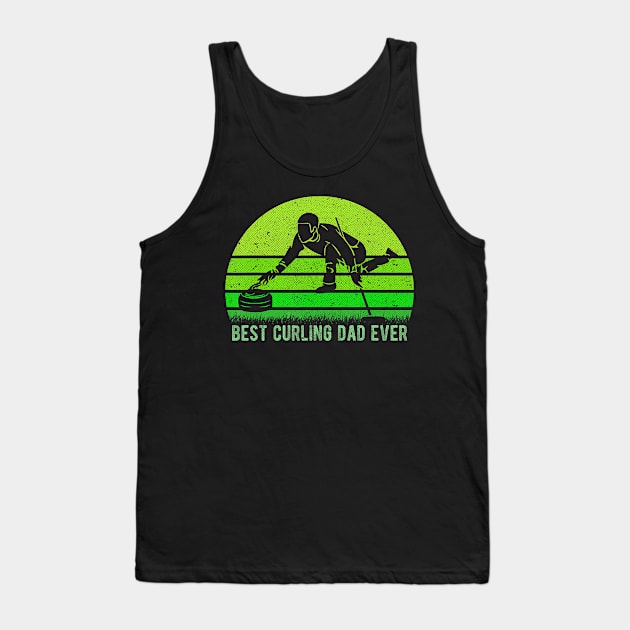 Mens Vintage Retro Best Curling Dad Ever Funny Dad Father's Day Tank Top by Vikfom
